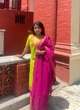 Mangalagiri Neon-pink set